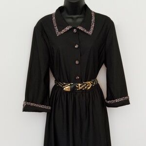 50's style Black 'n Leopard swing dress, XL